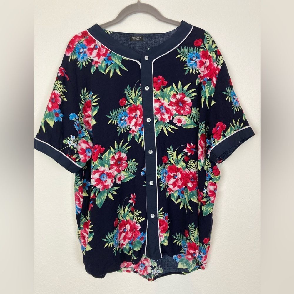 Coofandy Floral Button-Up Blouse Airy Tropical Vibes